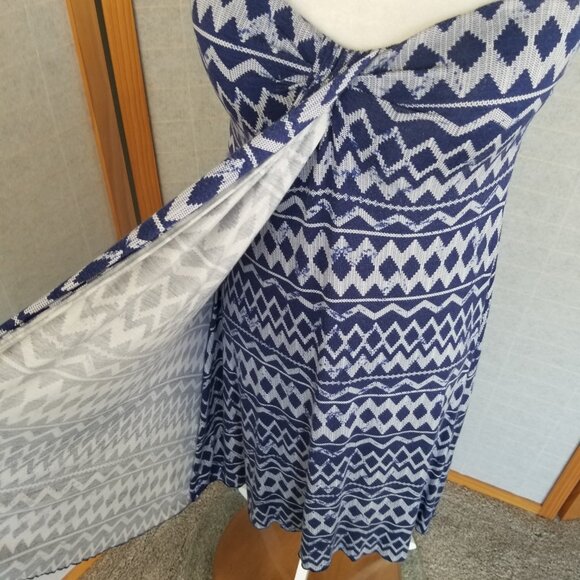 Skye Demi Bandeau Dress Size Large Built-in Bra Stretch Knit Halter Tie Indigo - Picture 5 of 11